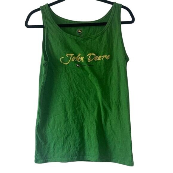 John Deere Green Womens Tank Top Medium 100% Cotton Sleeveless - Picture 1 of 6